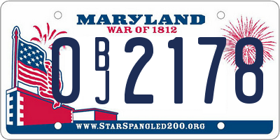 MD license plate 0BJ2178