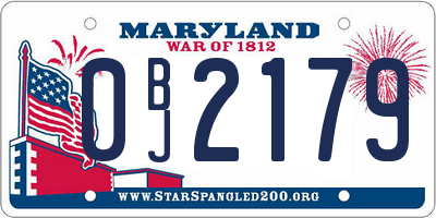 MD license plate 0BJ2179