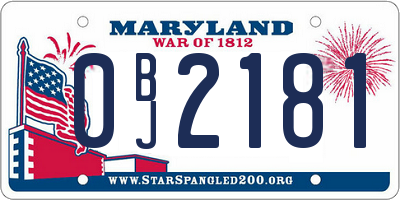 MD license plate 0BJ2181