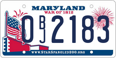 MD license plate 0BJ2183