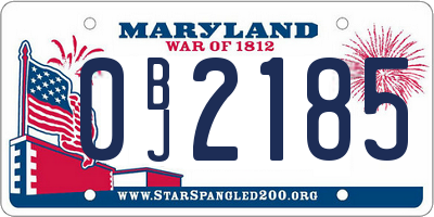 MD license plate 0BJ2185