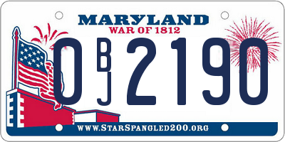 MD license plate 0BJ2190
