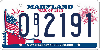 MD license plate 0BJ2191