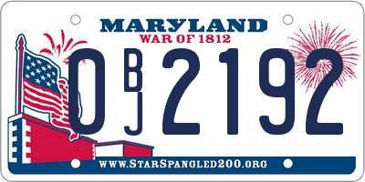 MD license plate 0BJ2192