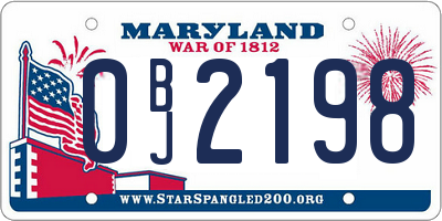 MD license plate 0BJ2198