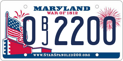MD license plate 0BJ2200