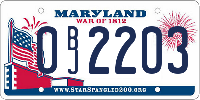 MD license plate 0BJ2203