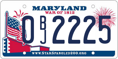 MD license plate 0BJ2225