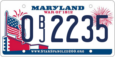 MD license plate 0BJ2235