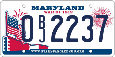 MD license plate 0BJ2237