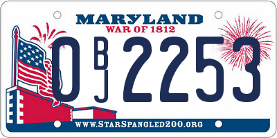 MD license plate 0BJ2253