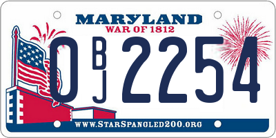 MD license plate 0BJ2254
