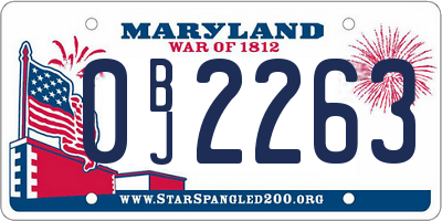 MD license plate 0BJ2263