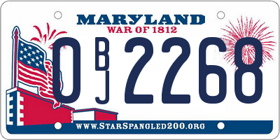MD license plate 0BJ2268