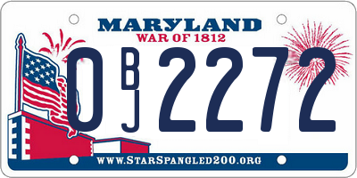 MD license plate 0BJ2272