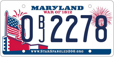 MD license plate 0BJ2278