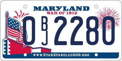 MD license plate 0BJ2280