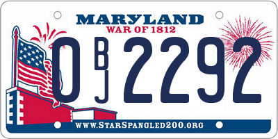 MD license plate 0BJ2292