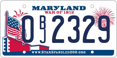 MD license plate 0BJ2329