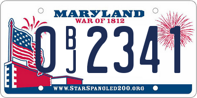 MD license plate 0BJ2341