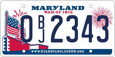 MD license plate 0BJ2343