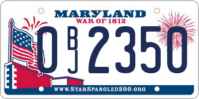 MD license plate 0BJ2350