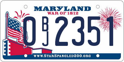 MD license plate 0BJ2351