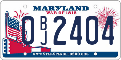 MD license plate 0BJ2404