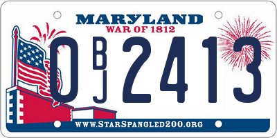 MD license plate 0BJ2413