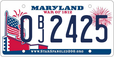 MD license plate 0BJ2425