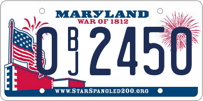 MD license plate 0BJ2450