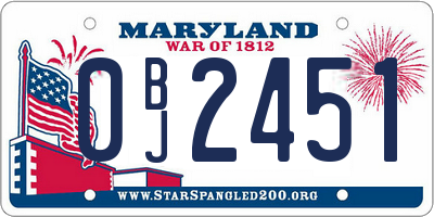 MD license plate 0BJ2451