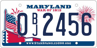 MD license plate 0BJ2456