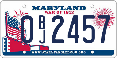 MD license plate 0BJ2457