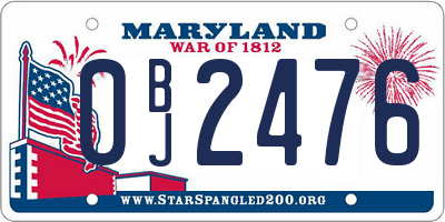 MD license plate 0BJ2476