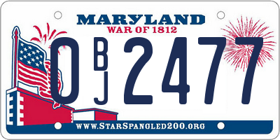 MD license plate 0BJ2477