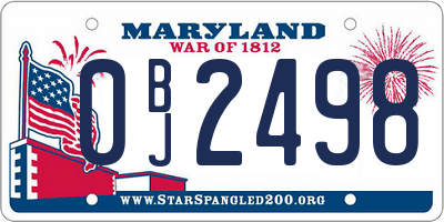 MD license plate 0BJ2498
