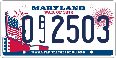 MD license plate 0BJ2503