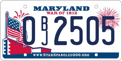 MD license plate 0BJ2505