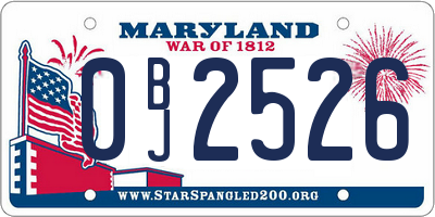 MD license plate 0BJ2526