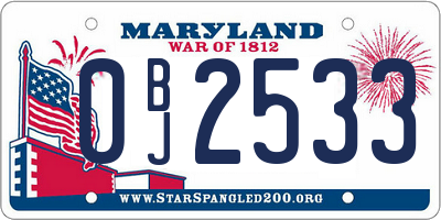 MD license plate 0BJ2533