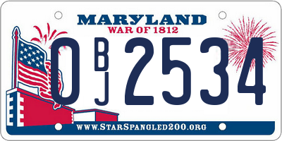 MD license plate 0BJ2534