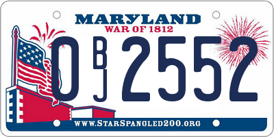 MD license plate 0BJ2552