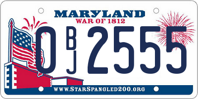 MD license plate 0BJ2555