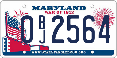 MD license plate 0BJ2564