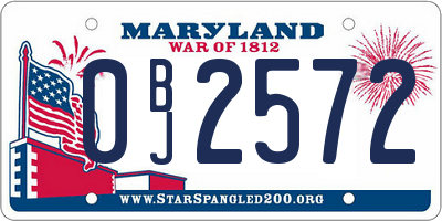 MD license plate 0BJ2572
