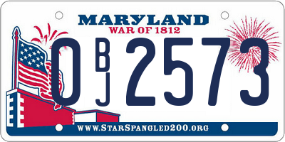 MD license plate 0BJ2573