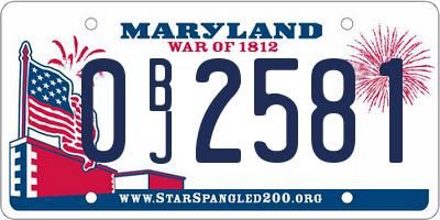 MD license plate 0BJ2581