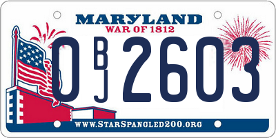 MD license plate 0BJ2603