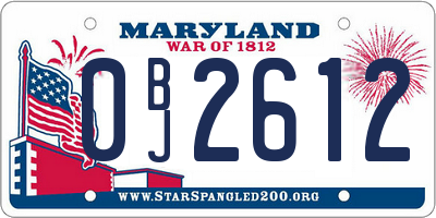 MD license plate 0BJ2612